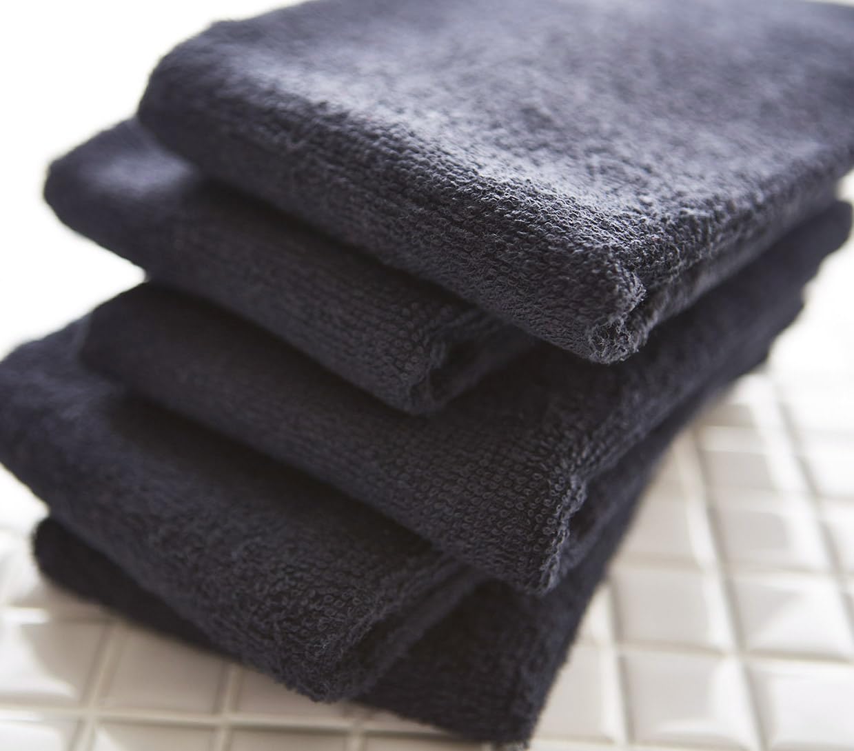 Amazon | GamachaTowel フェイスタオル同色20枚セット (ブラック) 約34